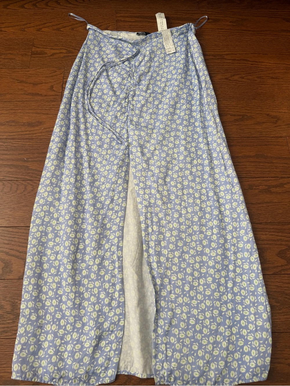 Light Blue Floral Wrap Maxi Skirt